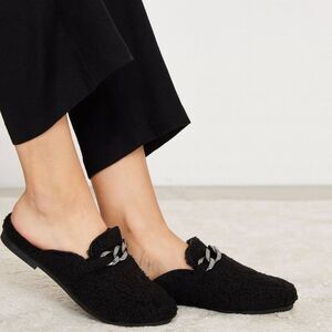 NIB Vintage Havana Size 7 Snug Easy Slide Cozy Black Wool Indoor Outdoor Slipper